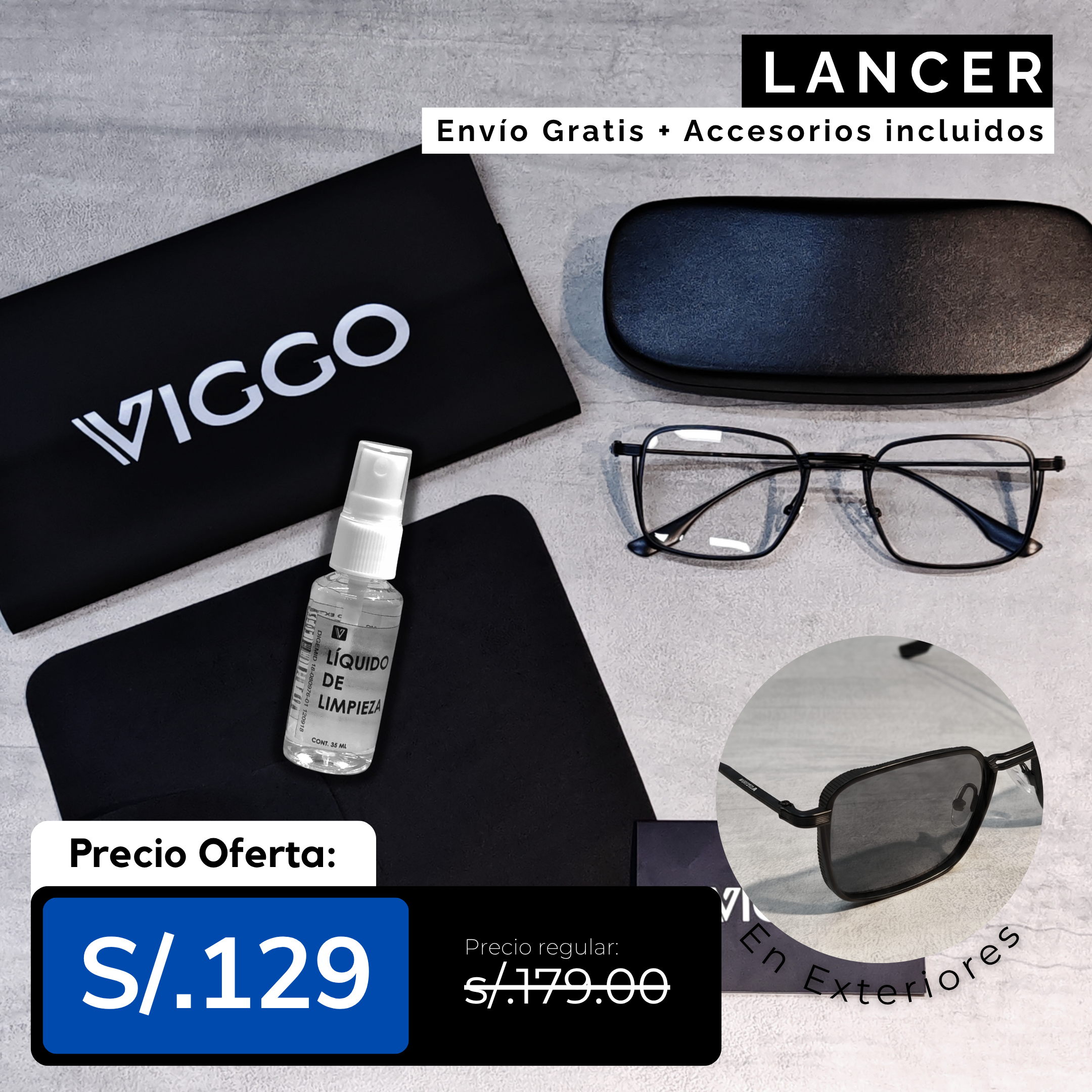 Gafa Lancer + Fotocromatico + Blue Protect + uv400 + Accesorios + Garantía 01 año - Modelo PREMIUM