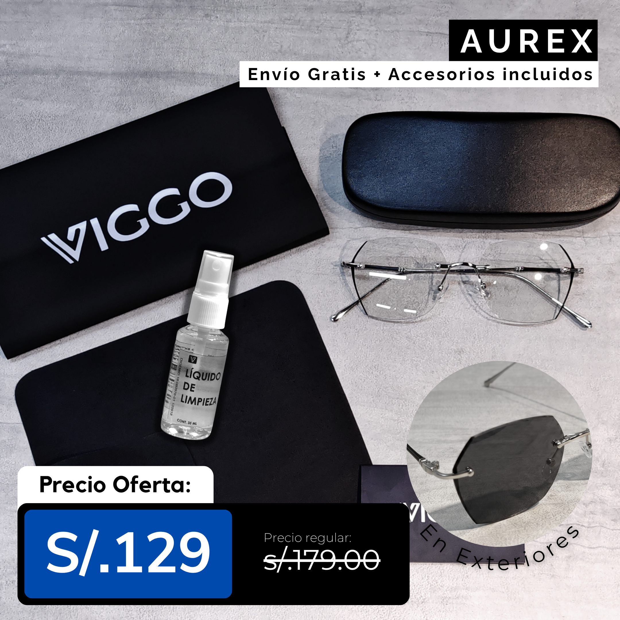 Gafas Modelo Aurex + Fotocromatico + Blue Protect + uv400 + Accesorios + Garantía 01 año.
