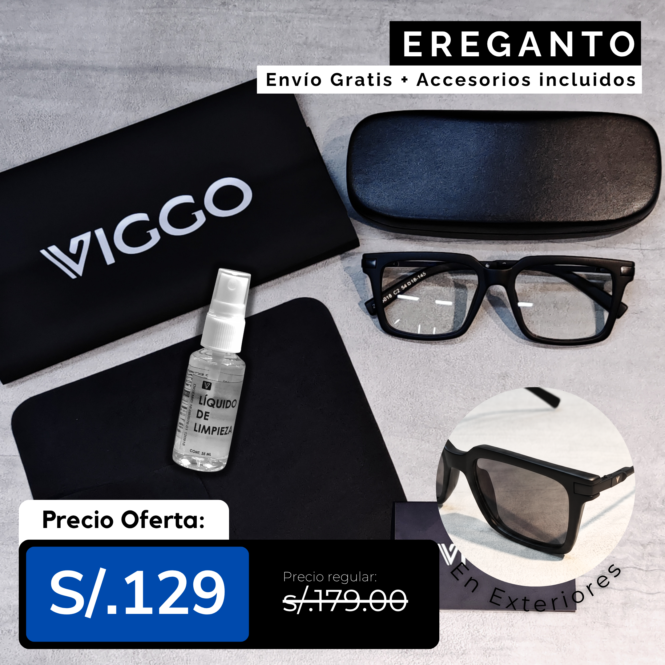 Gafas Modelo Ereganto + Fotocromatico + Blue Protect + uv400 + Accesorios + Garantía 01 año.
