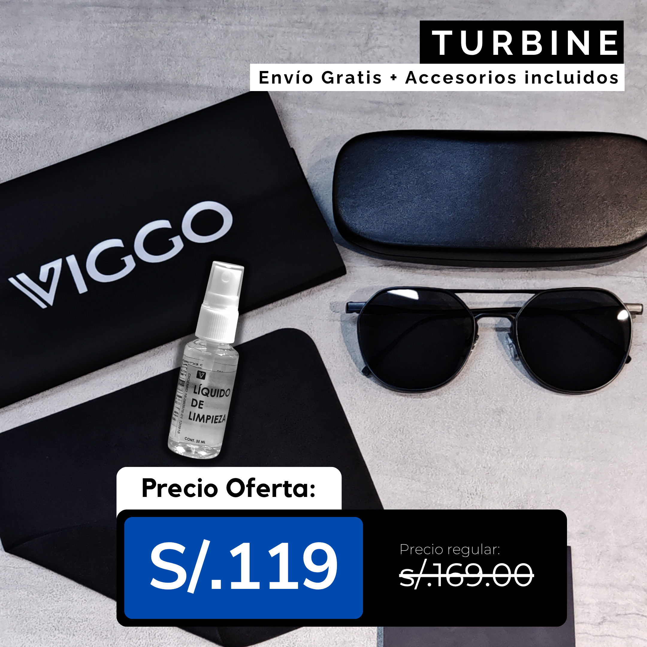 Gafas Modelo Turbine + uv400 + Accesorios + Garantía 01 año.