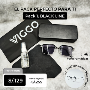 PACK GAFAS FOTOCROMATICAS CON BLUE PROTECT Y UV400 - MODELO BLACK LINE